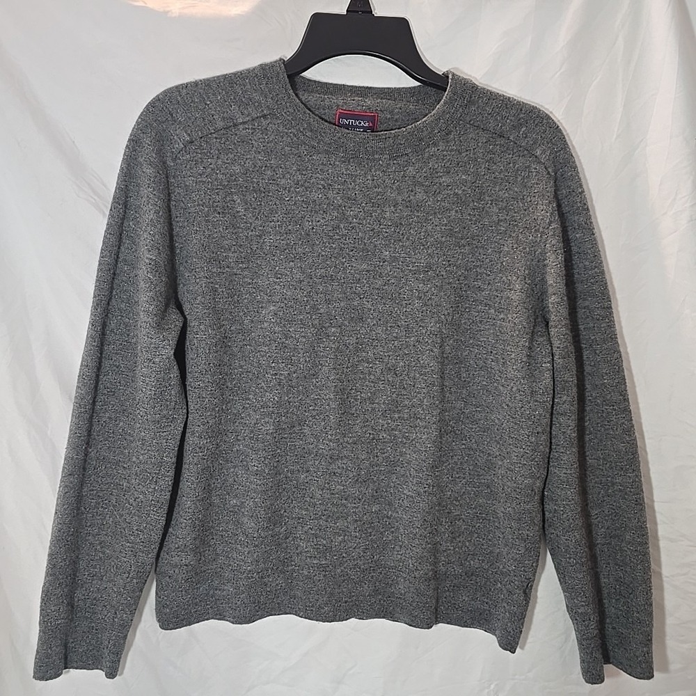 UNTUCKIT Mens XL Cashmere +‎ Merino Wool Sweater Gray Lightweight Pullover